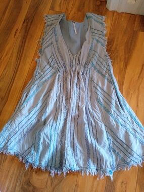 free people Light Blue Boho Stripe V-Neck Dress